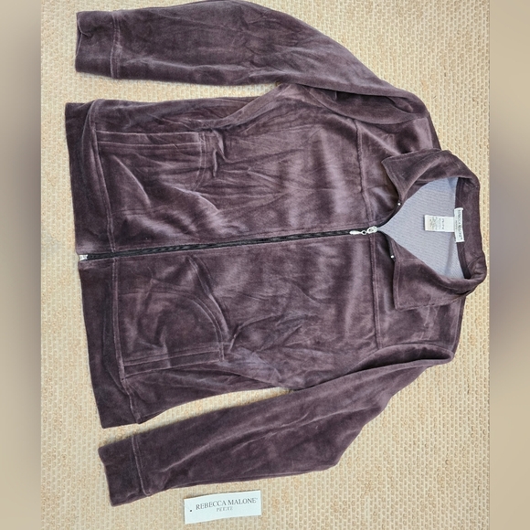 Rebecca MALONE 2 Piece Brown Outfit Zip Jacket &  Pants Medium Petite Size - Picture 2 of 12